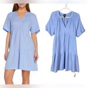 Gap Gauze Cotton Dress Small  Bohemian Beachy Coastal Blue New Fairy Cottage